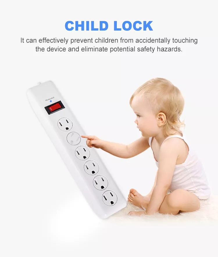 10FT US Power Strip with Surge Protector and Overload Protection